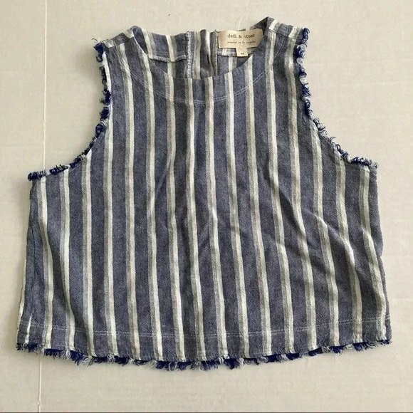 CLOTH & STONE Button Back Frayed Stripe Tank‎ Medium - Picture 2 of 8